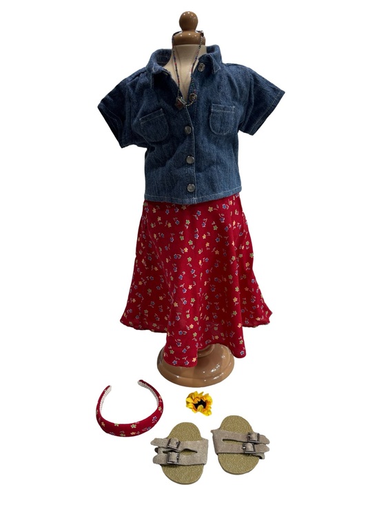 American Girl Other - VTG American Girl Today Pleasant Company Denim Jacket Floral Skirt Accessories